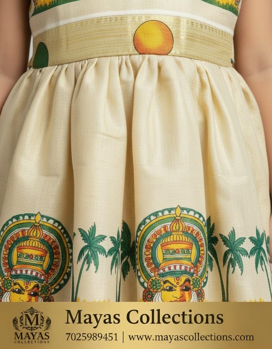 Kerala Traditional Kathakali Print Frock for Girls